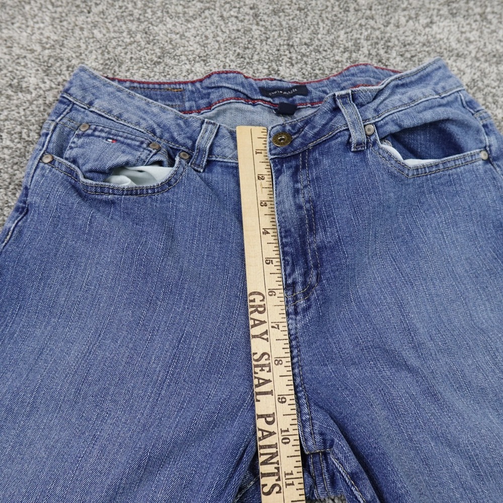 Tommy Hilfiger Jeans Womens 10 Dark Blue Denim Pants Flare Boot Stretch Fade Y2K - Picture 4 of 14